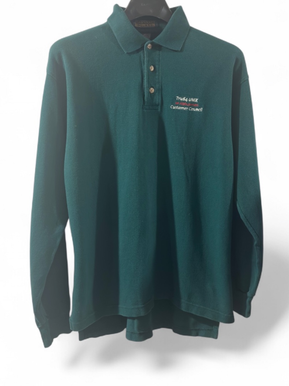 Vintage Green Long Sleeve Polo Shirt Size Men’s Large